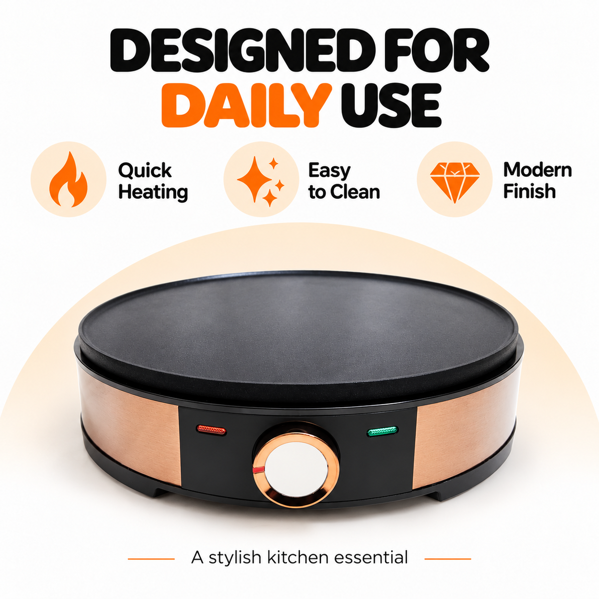 RAF Electric Roti & Crepe Maker – Non-Stick Plate with Adjustable Temperature Control