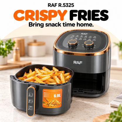 RAF R.5325 6L Air Fryer – 1500W with Dual Dial Controls