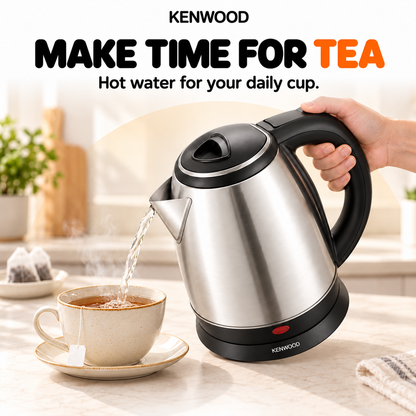 Kenwood 202 Electric Kettle 2L – 1500W, Silver & Black