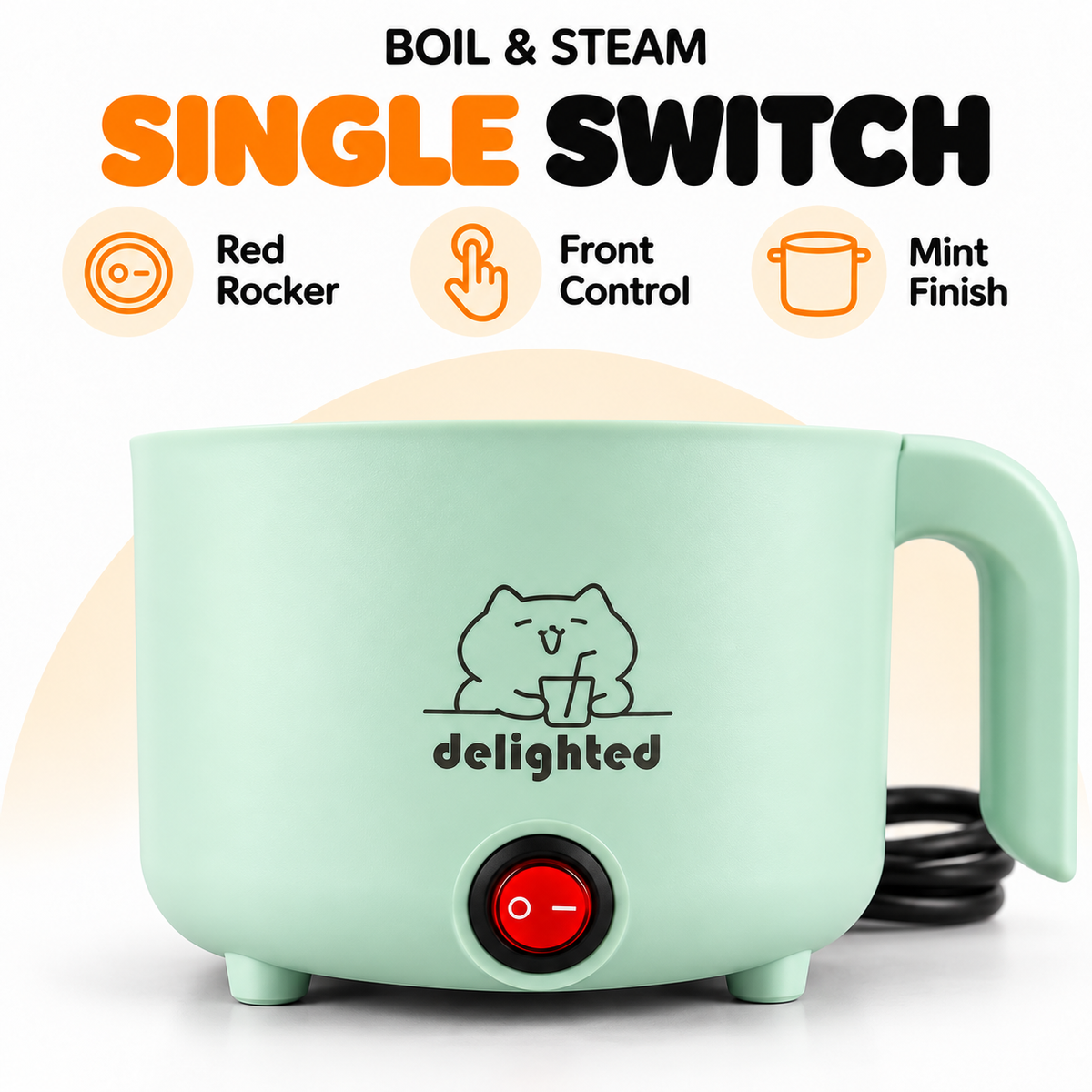 1.5L Electric Cooking Pot with Steamer – 450W, Mint Green