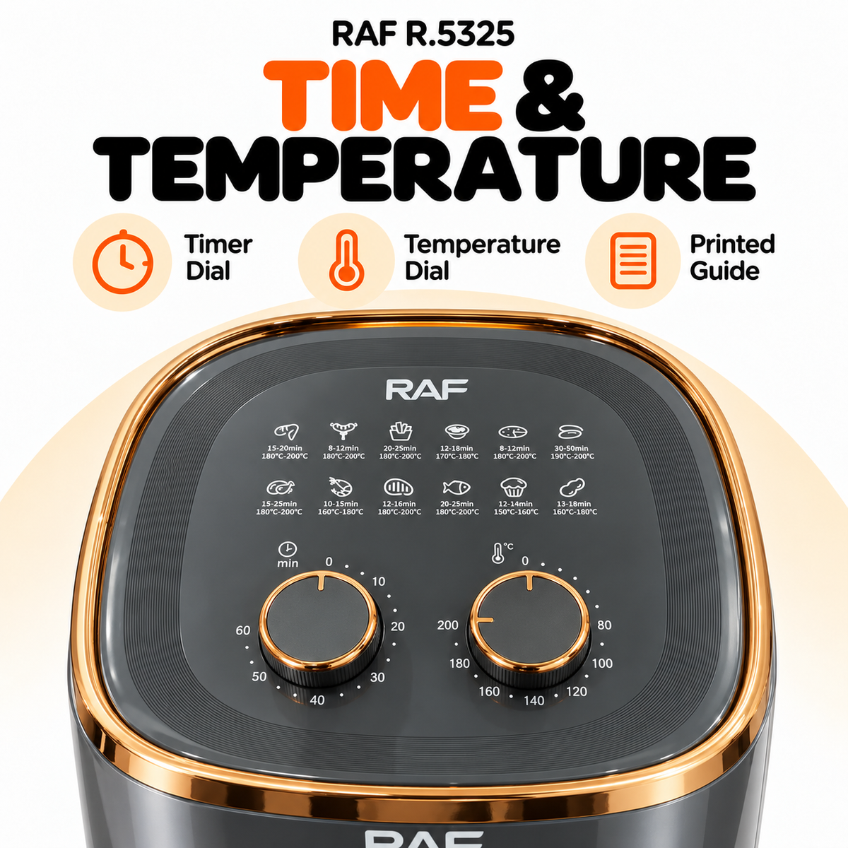 RAF R.5325 6L Air Fryer – 1500W with Dual Dial Controls