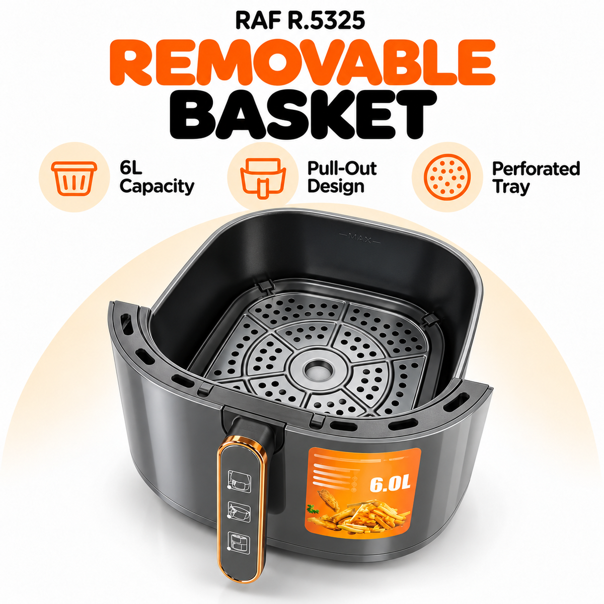 RAF R.5325 6L Air Fryer – 1500W with Dual Dial Controls